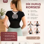 Kamburluk Önleyici Dik Duruş Korsesi Siyah